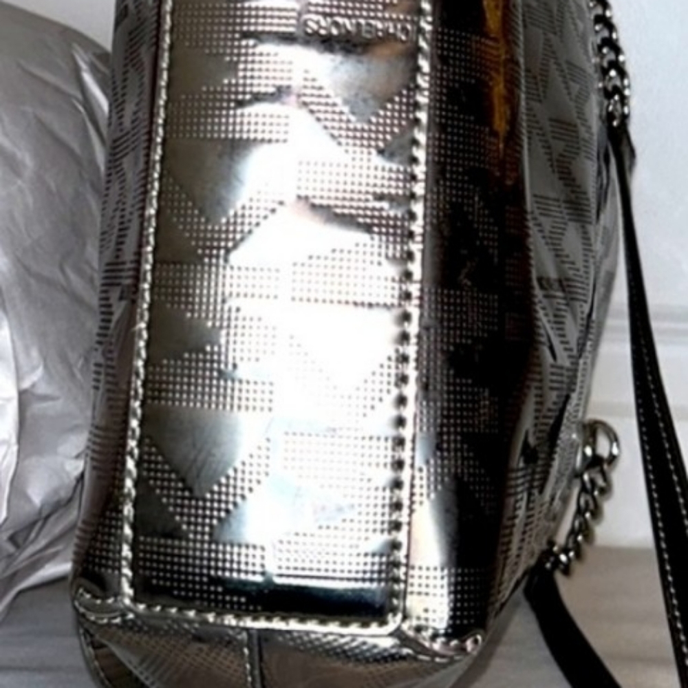 NWOT Michael Kors Jet Metallic Patent‎ Leather Tote Chain Gunmetal, No MK Charm - Picture 7 of 9
